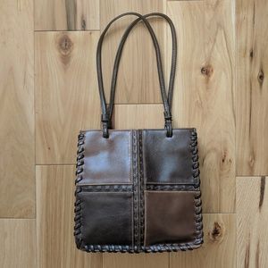 Brown Vegan Leather Whipstiched Purse